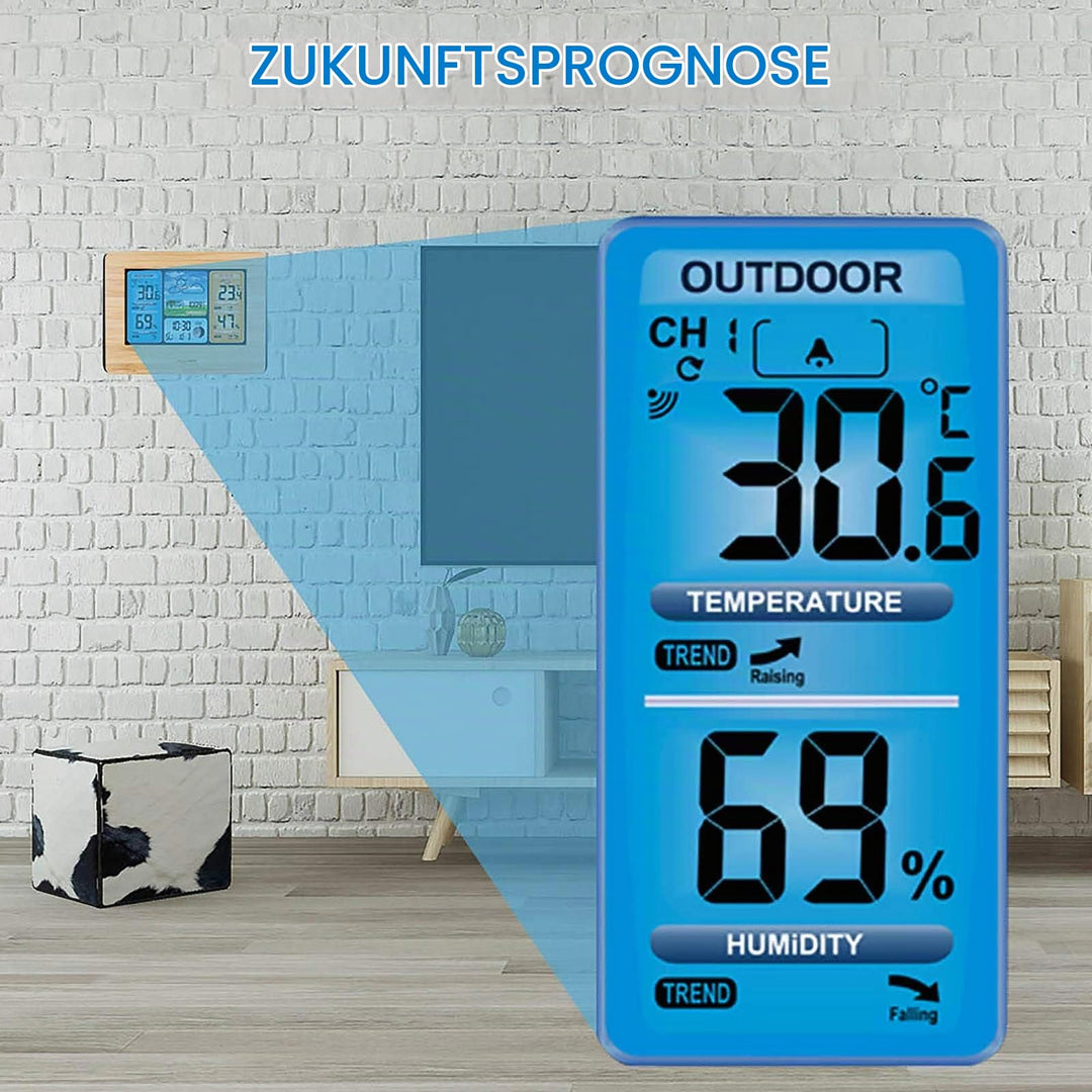 Funkwetterstation Farbdisplay mit Außensensor, Wecker &amp; Luftdruck - Bild 7