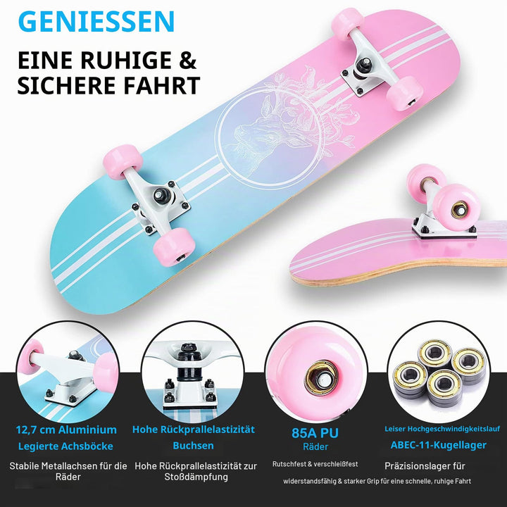 Skateboard 8-lagig Ahornholz 78,9x20,3 cm ABEC-11 für Anfänger - Bild 2