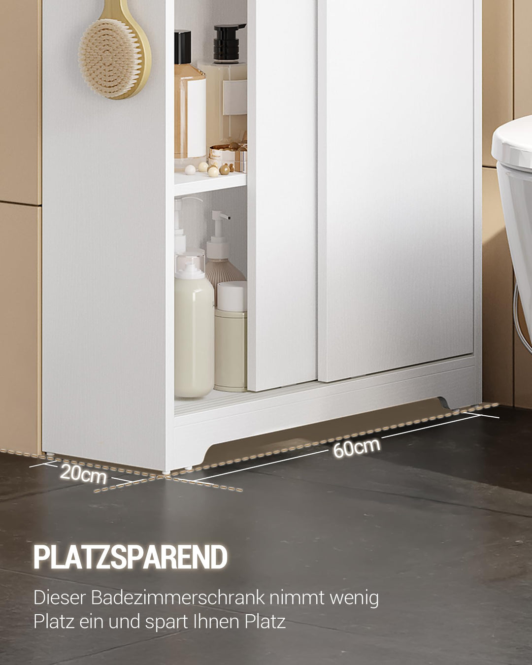 Badezimmerschrank Nischenschrank mit Schiebetür und verstellbaren Ablagen - Bild 6