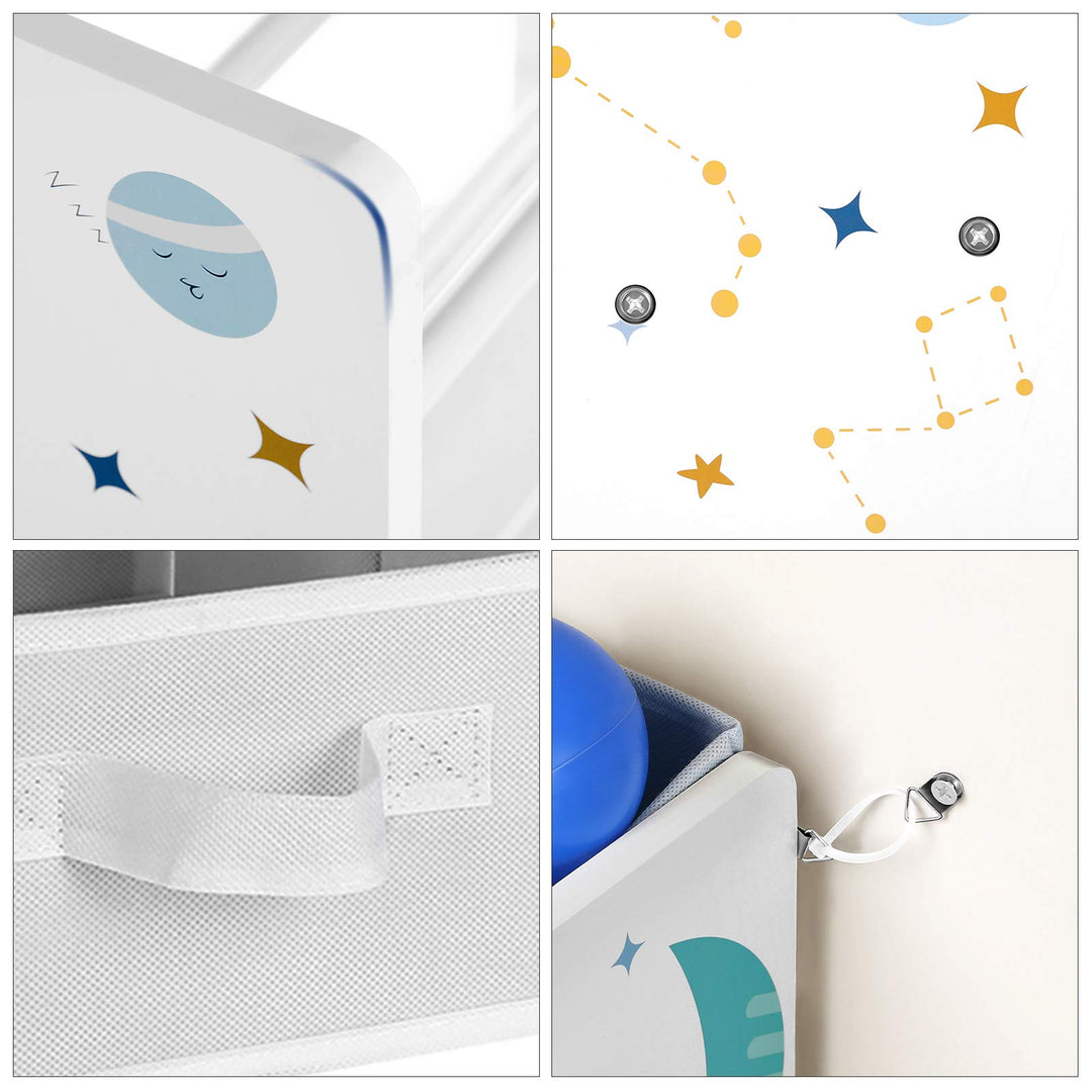 Kinderregal mit 9 Aufbewahrungsboxen MDF Weiss 62,5x29,5x60 cm - Bild 5