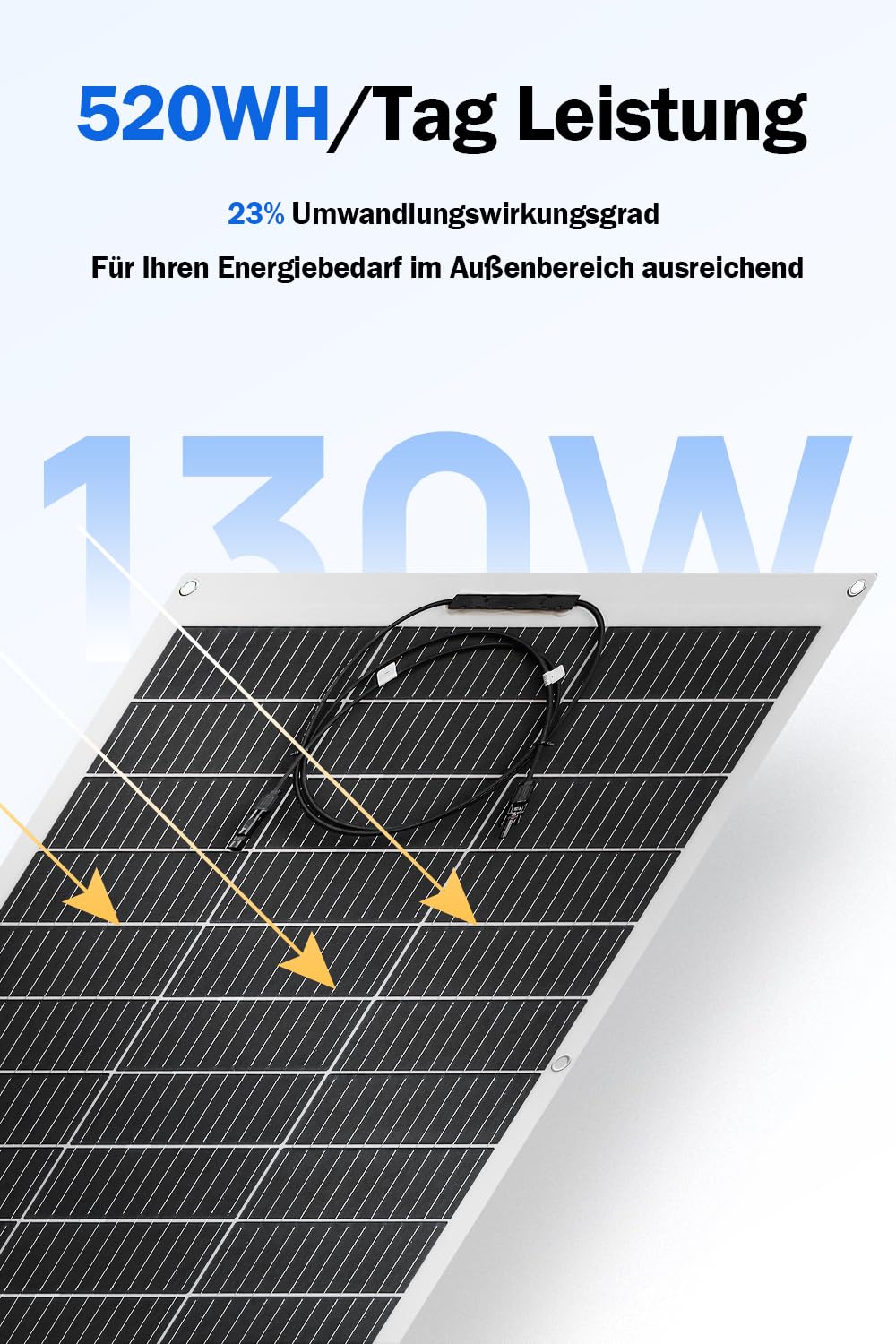 Flexibles Solarpanel 130W Monokristallin für Wohnmobil Boot Auto - Bild 2