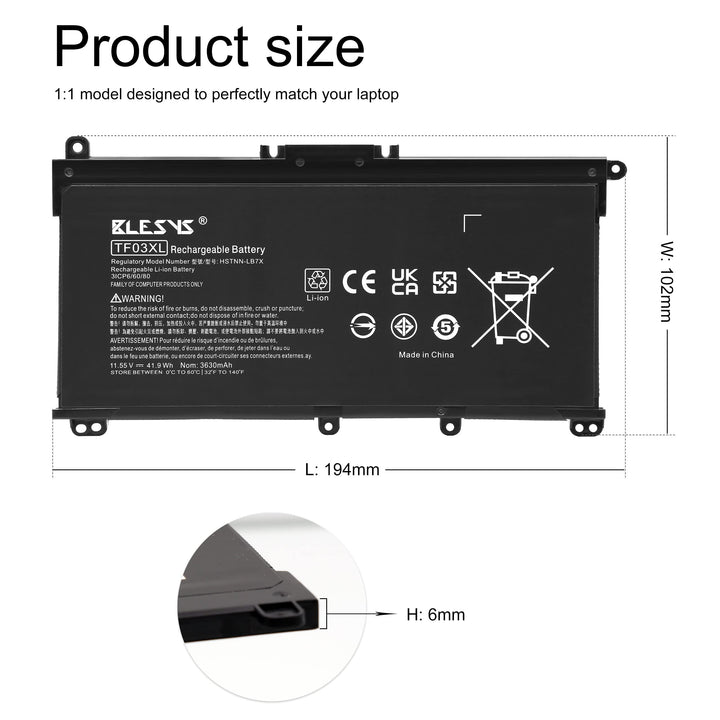 Laptop-Akku 11.55V 41.9Wh Li-Ion für HP Pavilion 14 / 15 / 17 - Bild 2
