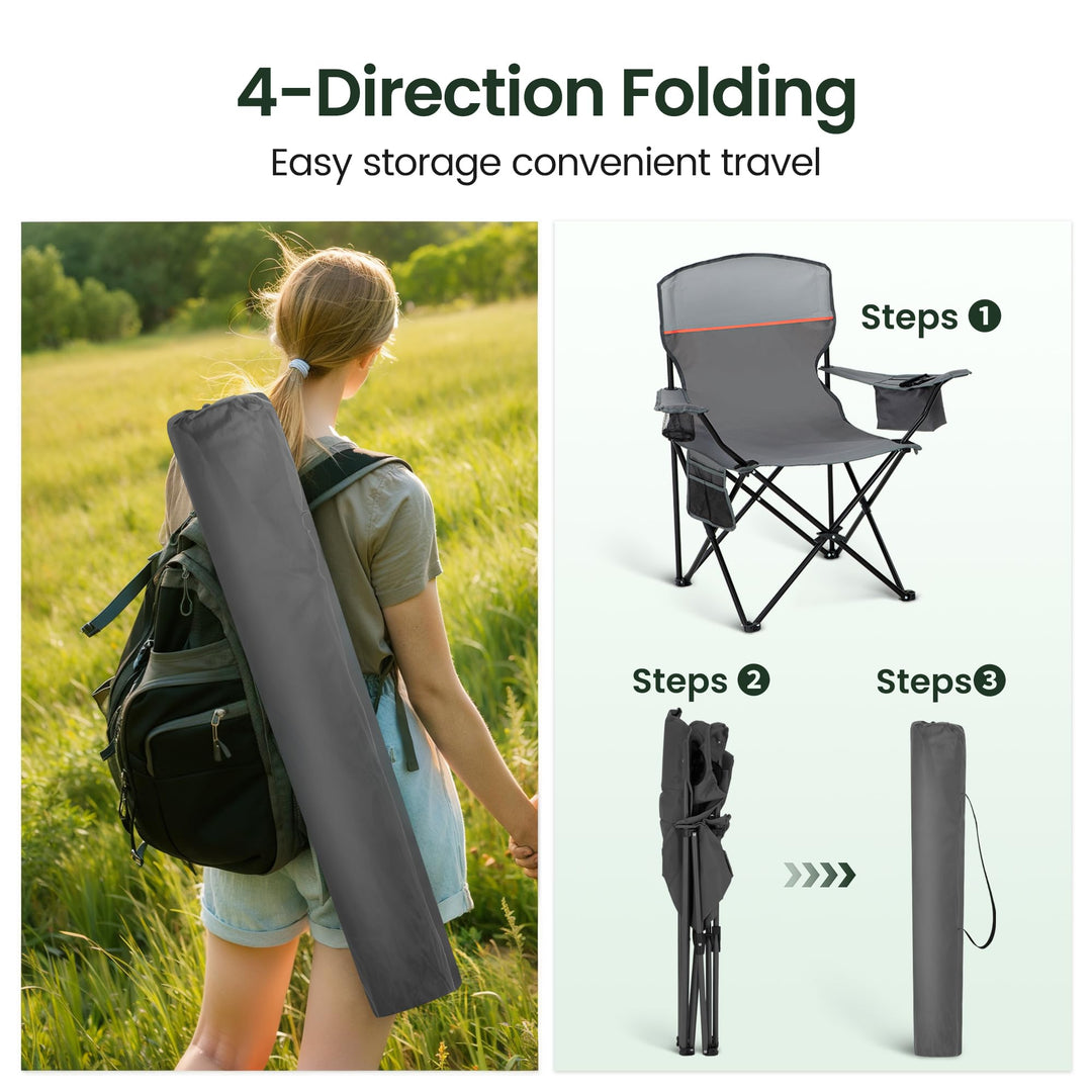 Campingstuhl faltbar 2er Set Stahl 102kg Lordosenstütze mit Kühltasche - Bild 8