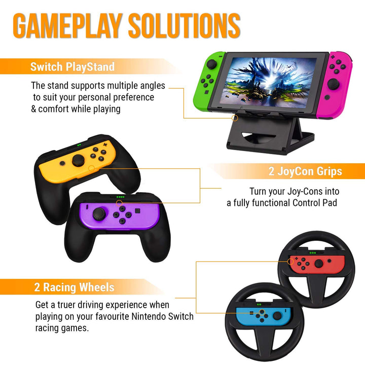 Nintendo Switch Zubehör-Set 15-in-1 mit Tasche, Ladestation &amp; Schutzfolie - Bild 7