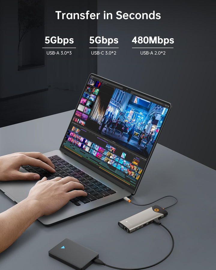 USB-C Docking Station 15-in-1 Triple Display 4K 100W für Laptop - Bild 6