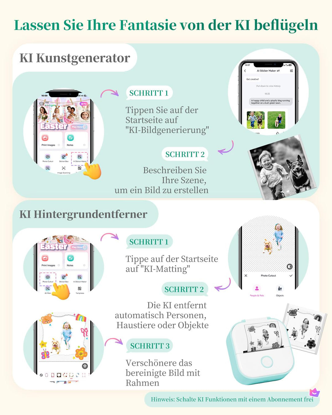 Thermodrucker Mini Tintenfrei Bluetooth für Smartphone Aufkleber - Bild 6