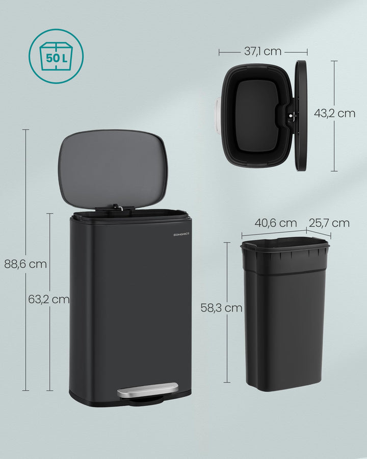 Treteimer Küche Stahl 50 Liter Softclose schwarz - Bild 6