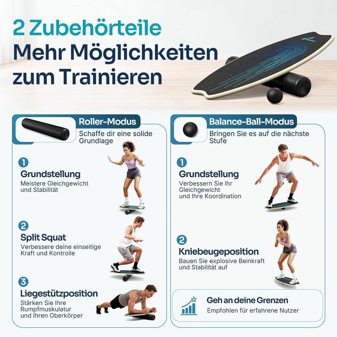 Balance Board Holz 2-in-1 mit Rolle und Ball für Kinder und Erwachsene - Bild 6