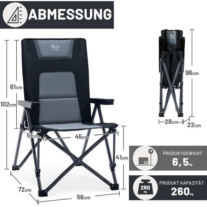 Campingstuhl faltbar 260 kg Stahl 4-fach verstellbar mit Tragetasche - Bild 3