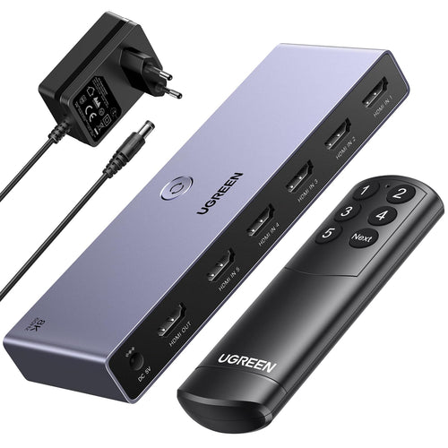 HDMI Switch 5 in 1 Aluminium 8K@60Hz mit Fernbedienung