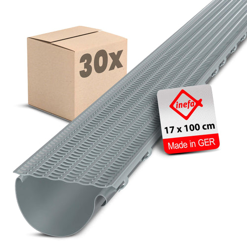 Dachrinnen-Laubschutz 30er Set 100cm grau für NW100-150
