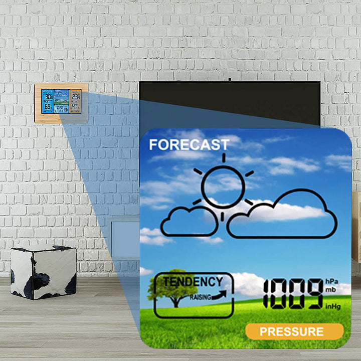 Funkwetterstation Farbdisplay mit Außensensor, Wecker &amp; Luftdruck - Bild 8