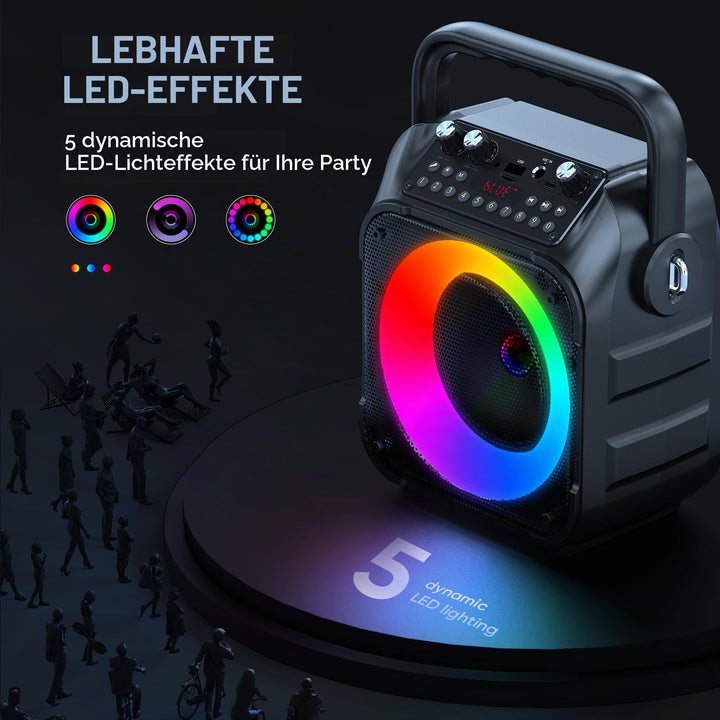 Karaoke-Maschine mit 2 Mikrofonen Bluetooth 5.0 LED Party-Lautsprecher - Bild 4
