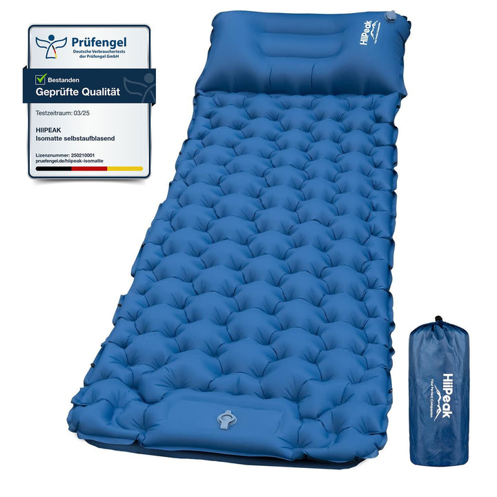 Camping Luftmatratze aufblasbar mit Kopfkissen und Fusspumpe 195x65cm