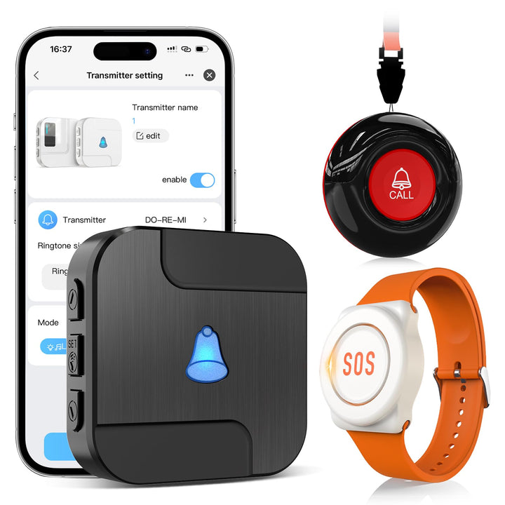 Notfallarmband Senioren WLAN Tuya-App IP55 mit Sofortalarm