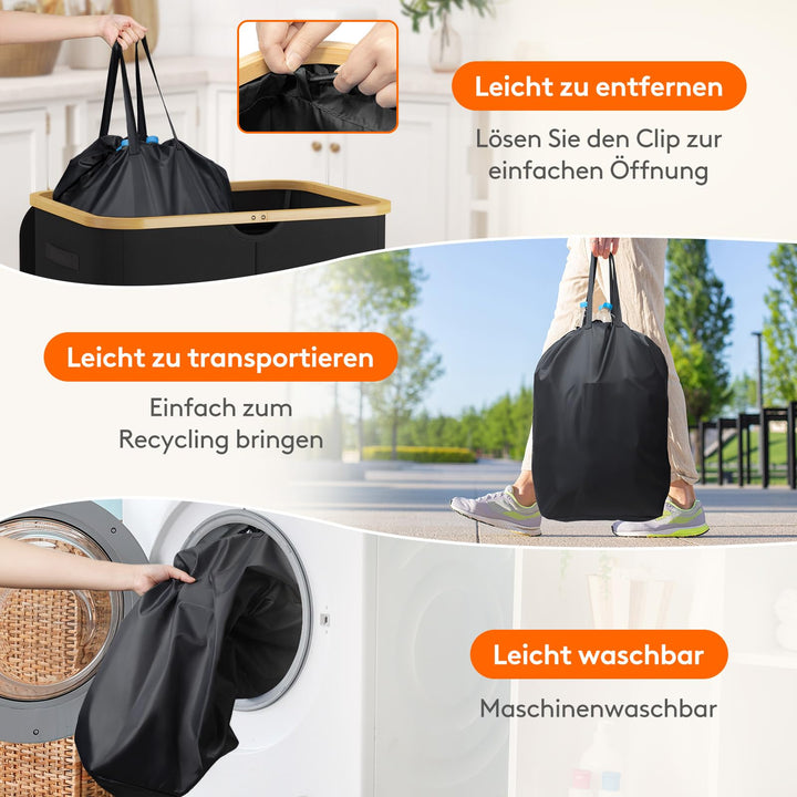 Pfandflaschen Sammelbehälter 150L mit Deckel 2 Fächer Schwarz - Bild 5