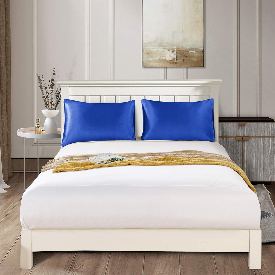 Seidenkissenbezug 22 Momme 100% Maulbeerseide 2er-Set 50x90 cm Blau - Bild 7