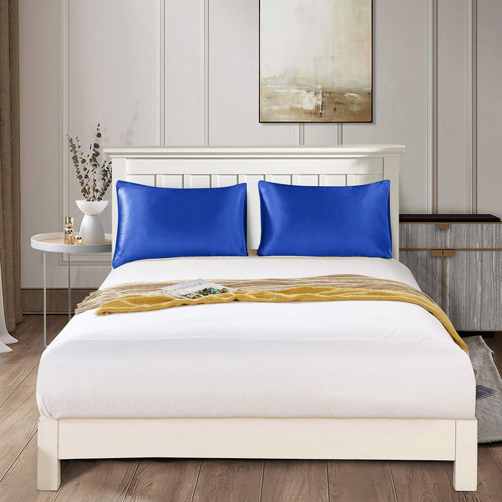 Seidenkissenbezug 22 Momme 100% Maulbeerseide 2er-Set 50x90 cm Blau - Bild 7