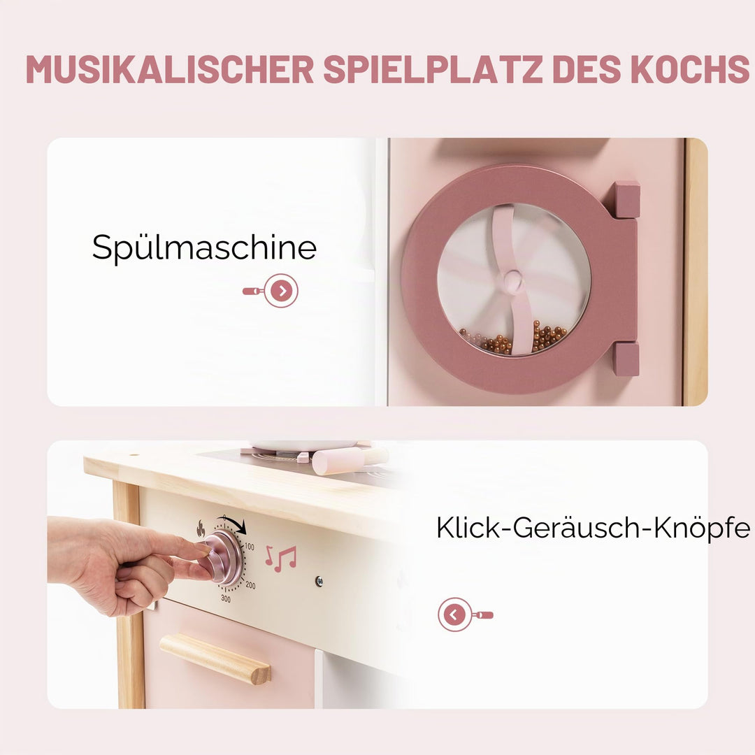 Spielküche Holz mit Zubehör für Kinder Rosa Mädchen - Bild 4