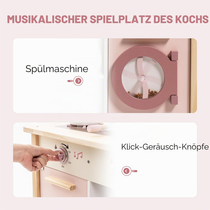 Spielküche Holz mit Zubehör für Kinder Rosa Mädchen - Bild 4