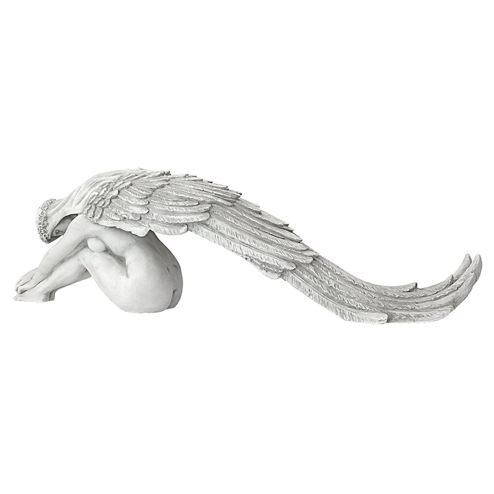 Engel Gartenstatue Polyresin Antik-Steinoptik 61 cm Gartendeko - Bild 3