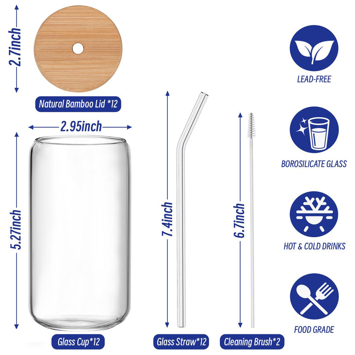 Trinkgläser mit Deckel und Strohhalm 450ml 12er Set transparent - Bild 8