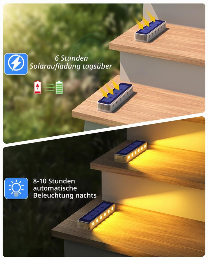 Solar Bodenleuchten Aussen IP68 Warmweiss 8er-Set fuer Treppen - Bild 2