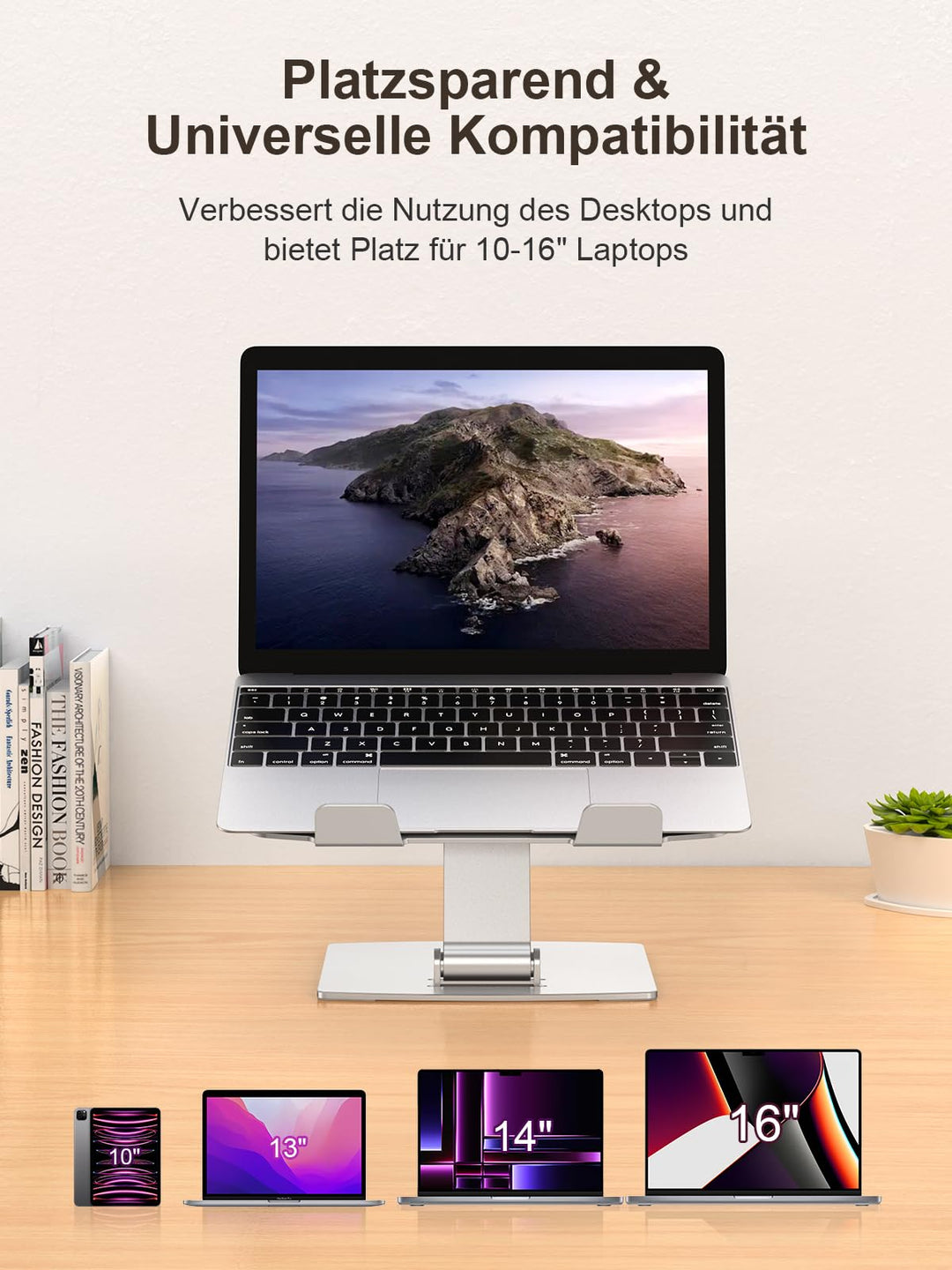 Laptop Ständer Aluminium höhenverstellbar 10–16 Zoll klappbar