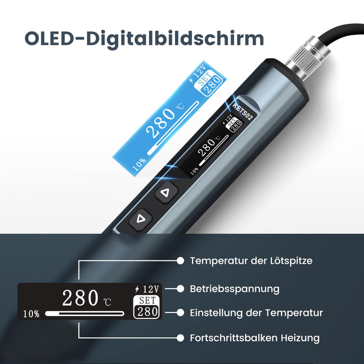 USB-C Lötkolben Set 65W GaN einstellbar 80–420°C mit OLED-Display - Bild 6