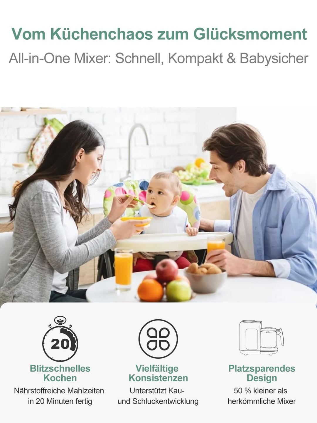 Babynahrungszubereiter 6-in-1 Dampfgarer Mixer BPA-frei für Babybrei - Bild 7