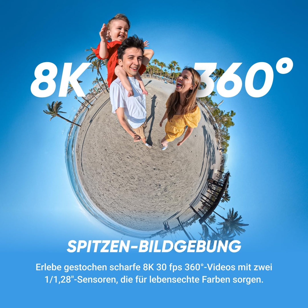 360-Grad-Actionkamera 8K 30fps mit KI-Chip und Selfie-Stick Bundle - Bild 3