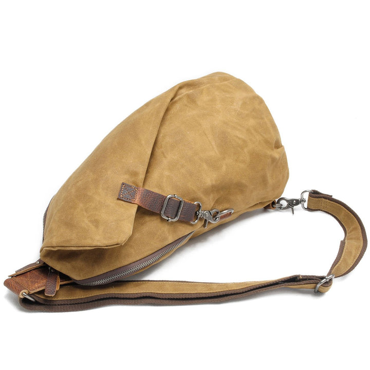Sling Rucksack Canvas Leder Vintage 11 L wasserdicht Grau - Bild 3