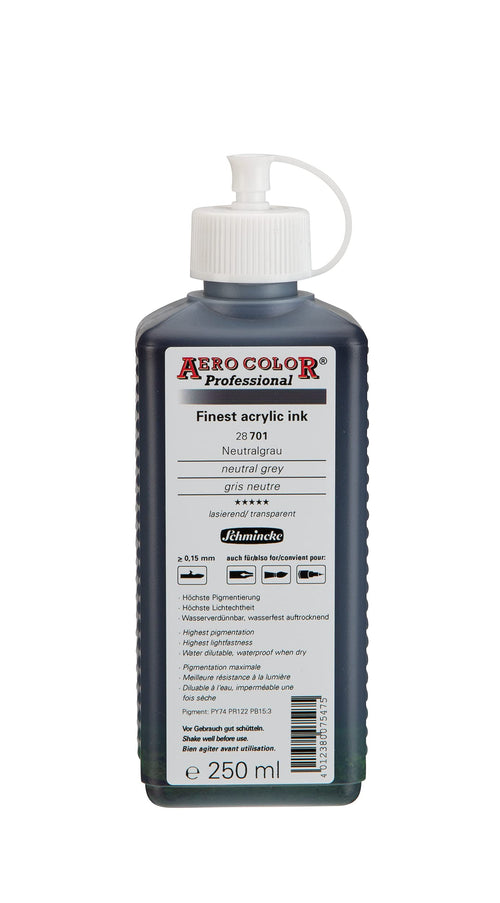 Acryltinte Neutralgrau 250 ml für Airbrush und Pinsel
