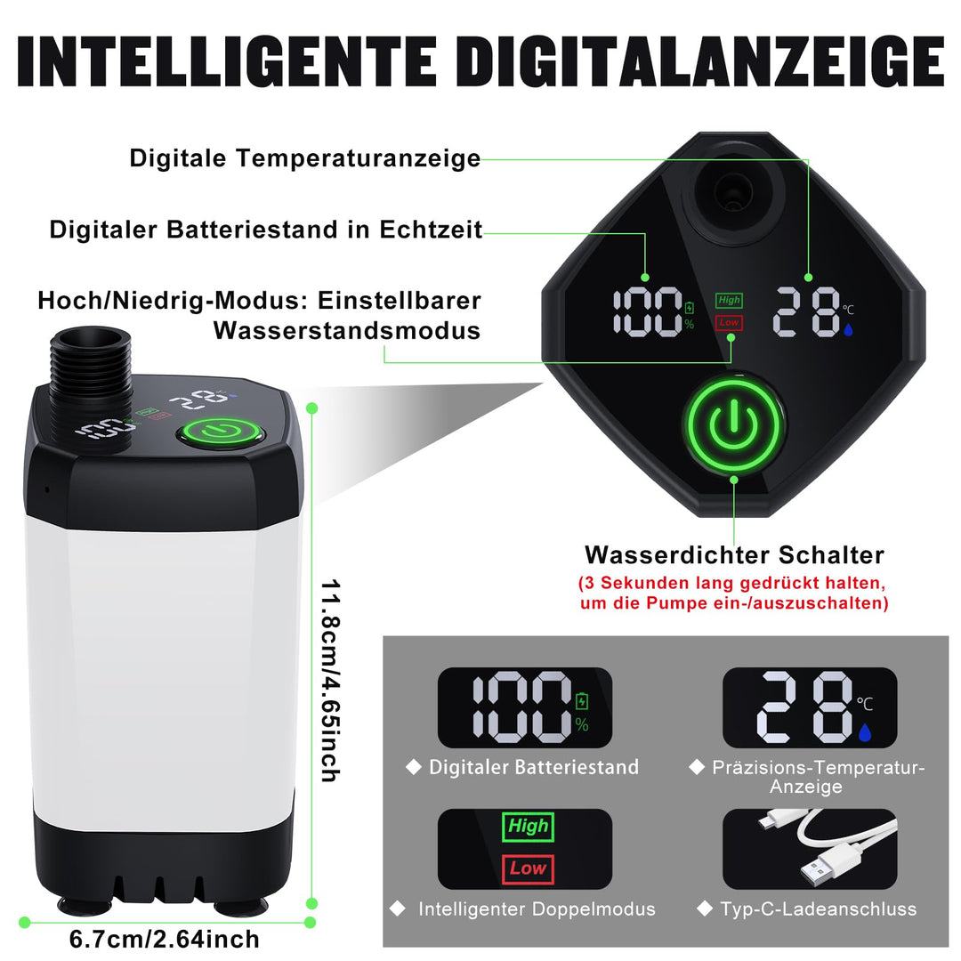 Campingdusche Tragbar 6000mAh Akku IPX7 4 Duschmodi - Bild 4