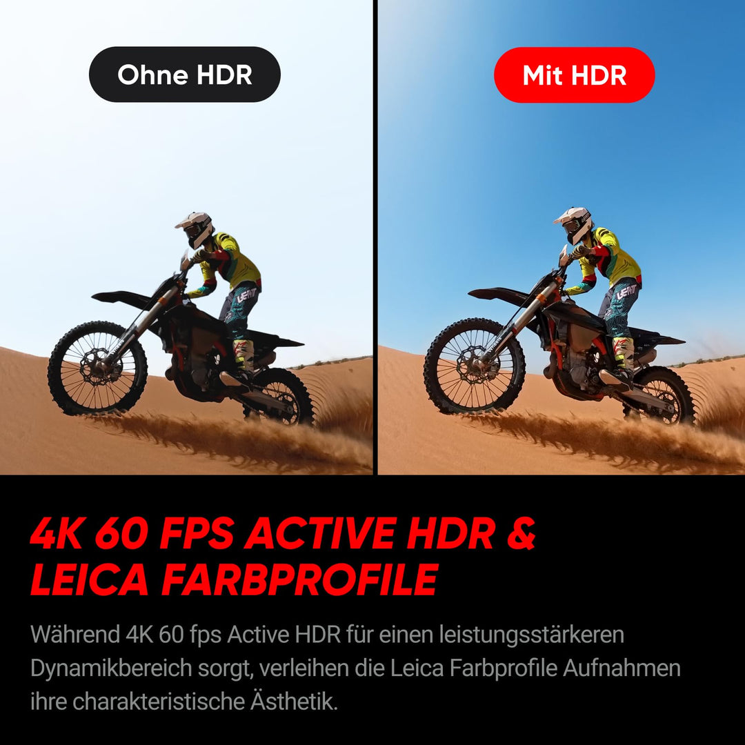 Action-Cam 8K mit Flip-Touchscreen 2 Akkus Leica Optik Weitwinkel - Bild 8