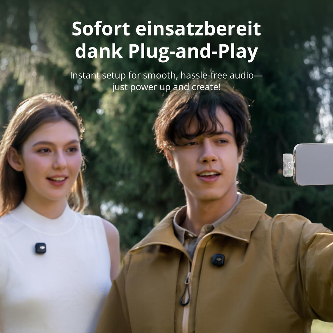 Drahtloses Lavalier-Mikrofon 2 Sender + Handy-Empfänger 300 m USB-C - Bild 2