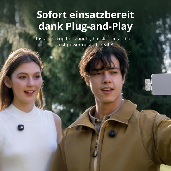Drahtloses Lavalier-Mikrofon 2 Sender + Handy-Empfänger 300 m USB-C - Bild 2