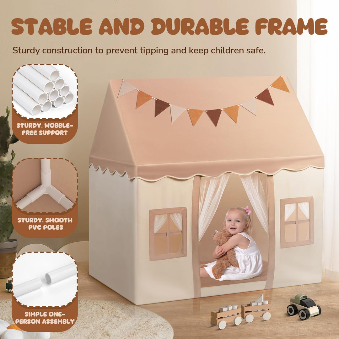 Spielzelt Indoor Kinder 122x100x130 cm Polyester mit Matte und Lichterkette - Bild 3