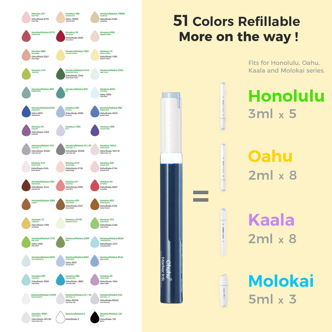 Alkohol Marker Set 72 Farben Doppelspitze Pinsel &amp; Fein nachfüllbar - Bild 9
