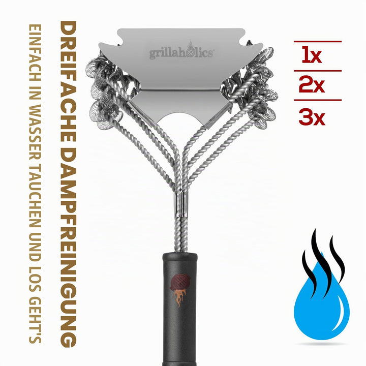 Grillbürste borstenlos Edelstahl 3-in-1 Kopf 45 cm - Bild 4