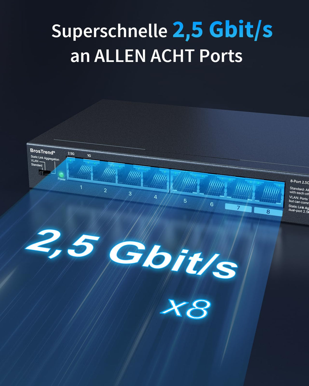 Netzwerk Switch 8-Port 2,5 Gbit/s mit VLAN &amp; Link Aggregation - Bild 2
