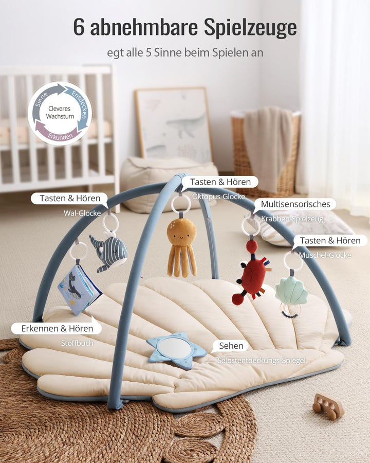 Spielbogen Baby mit Krabbeldecke Boho-Ozean 103x96cm 6 Spielzeuge - Bild 3