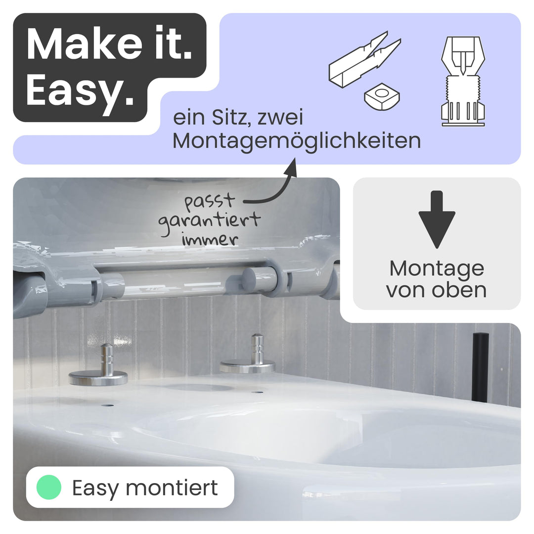 WC-Sitz D-Form Duroplast Manhattan Grau mit Absenkautomatik - Bild 5