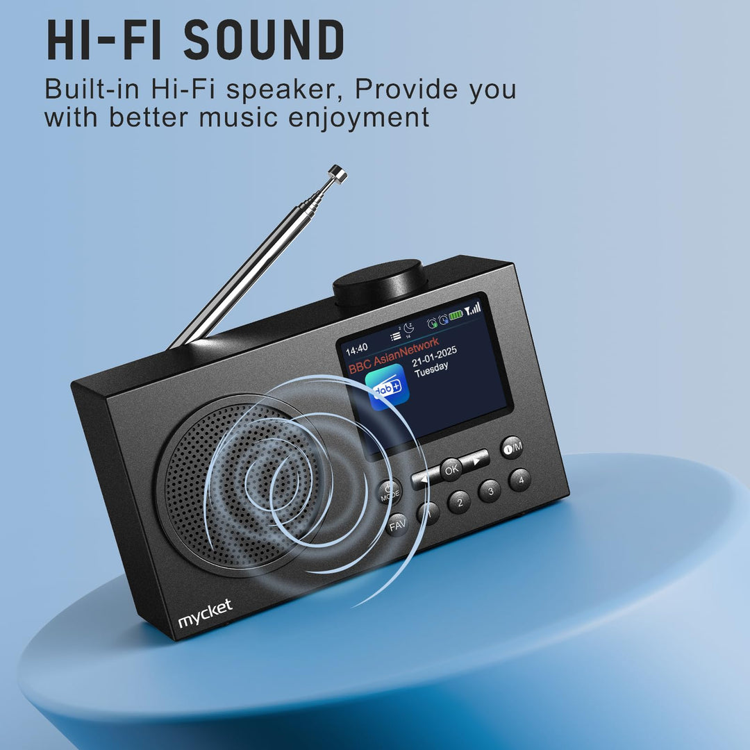 DAB+ Radio tragbar mit Bluetooth 5.0 und Dual-Wecker 2,4-Zoll-Display - Bild 4