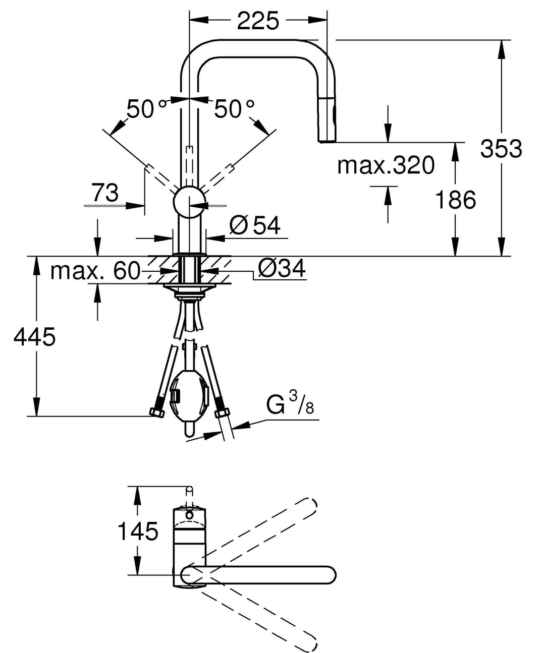 Küchenarmatur ausziehbar Chrom 360° Schwenkbereich 2 Strahlarten - Bild 3