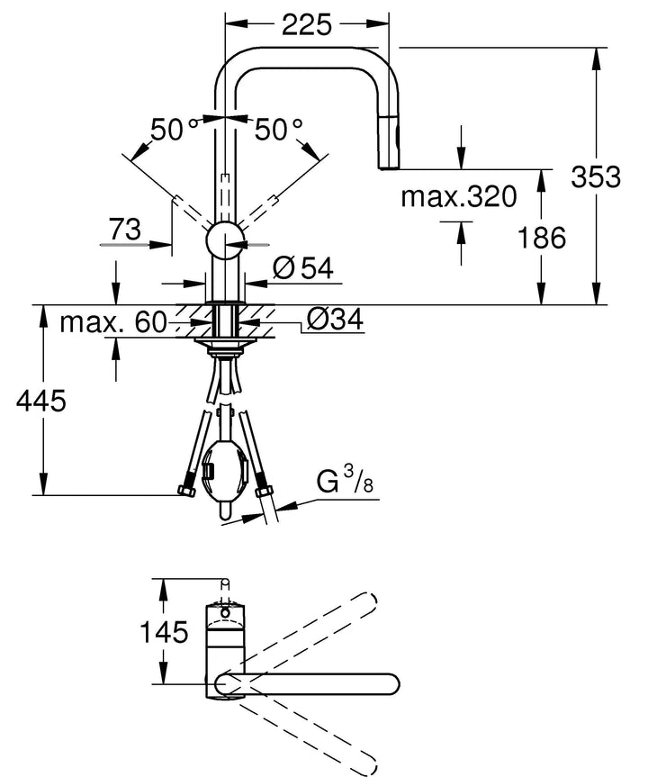 Küchenarmatur ausziehbar Chrom 360° Schwenkbereich 2 Strahlarten - Bild 3
