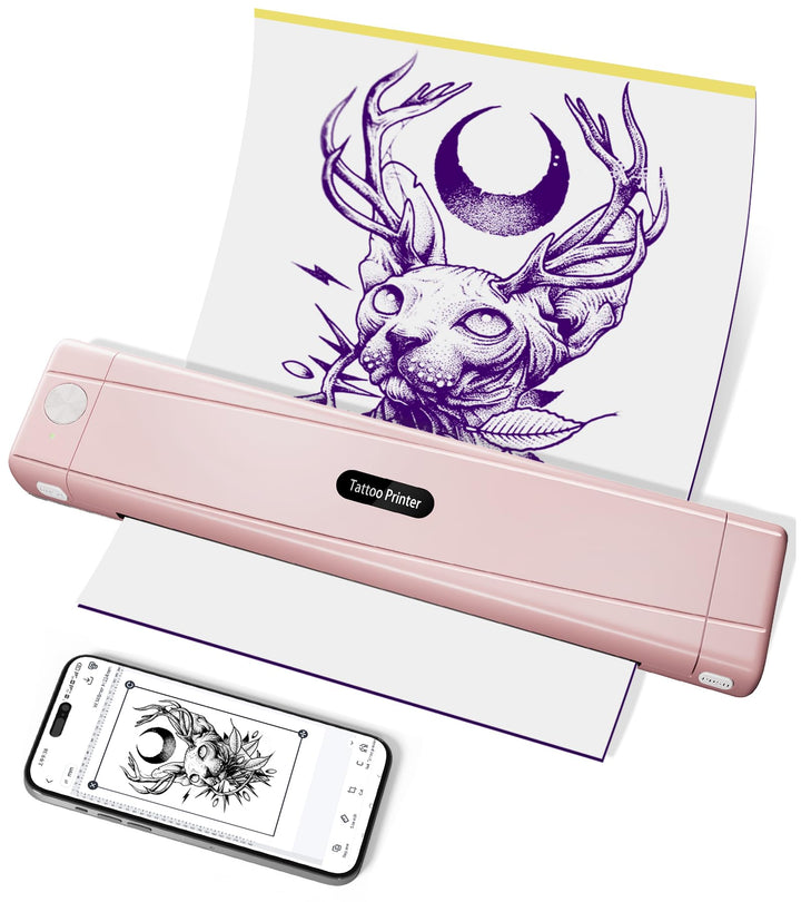 Tattoo Schablonen Drucker Bluetooth Thermaldruck Rosa 1200mAh