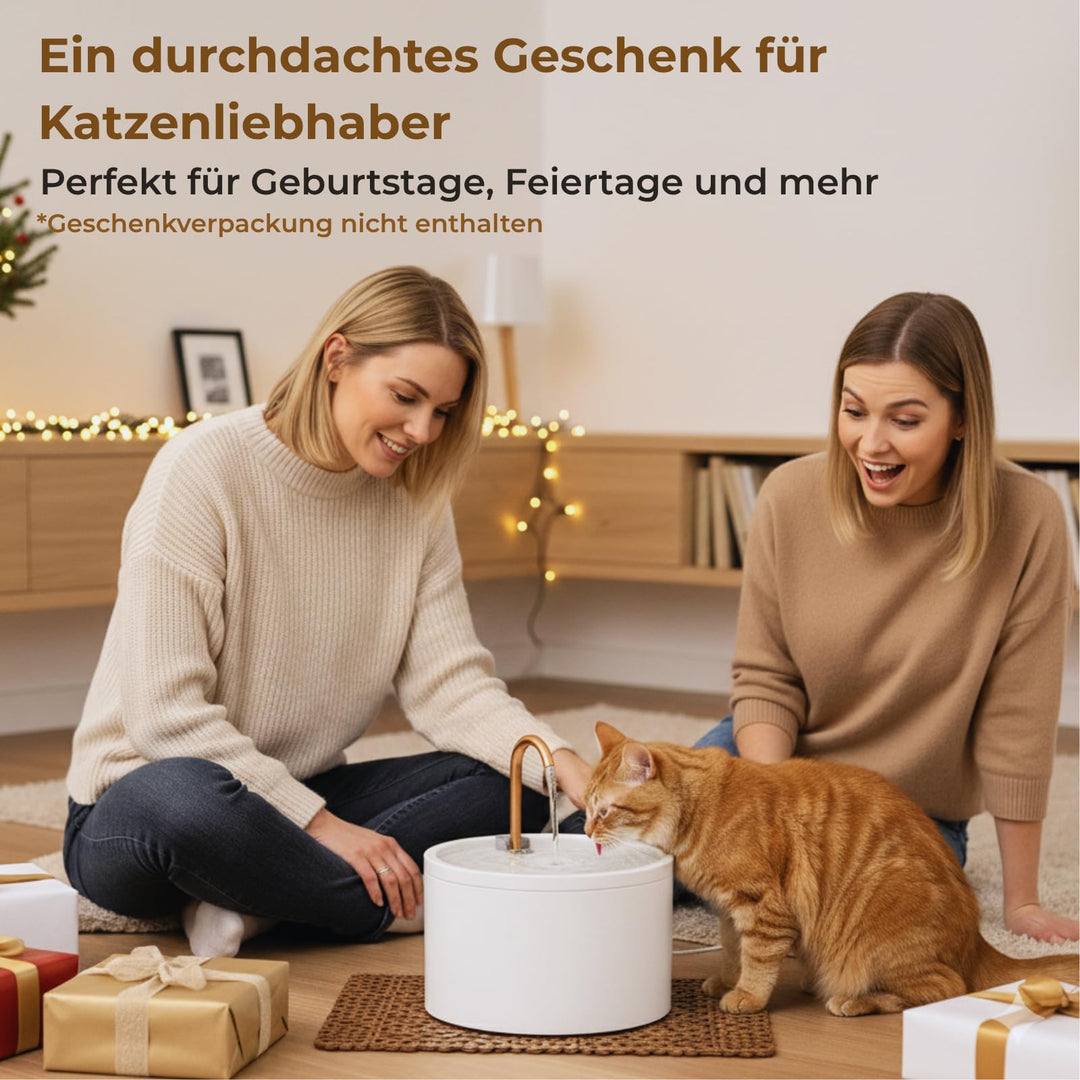 Katzenbrunnen Keramik 2,1 L mit Doppelfilter, leise, Weiss - Bild 6
