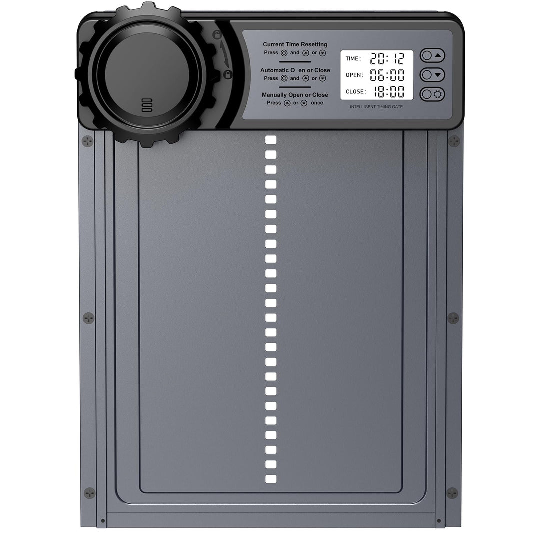Automatische Hühnerklappe Aluminium mit Timer und Einklemmschutz