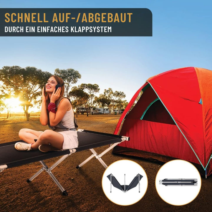 Feldbett XXL 210x72x45 cm Stahl-Alu bis 200 kg für Camping - Bild 4